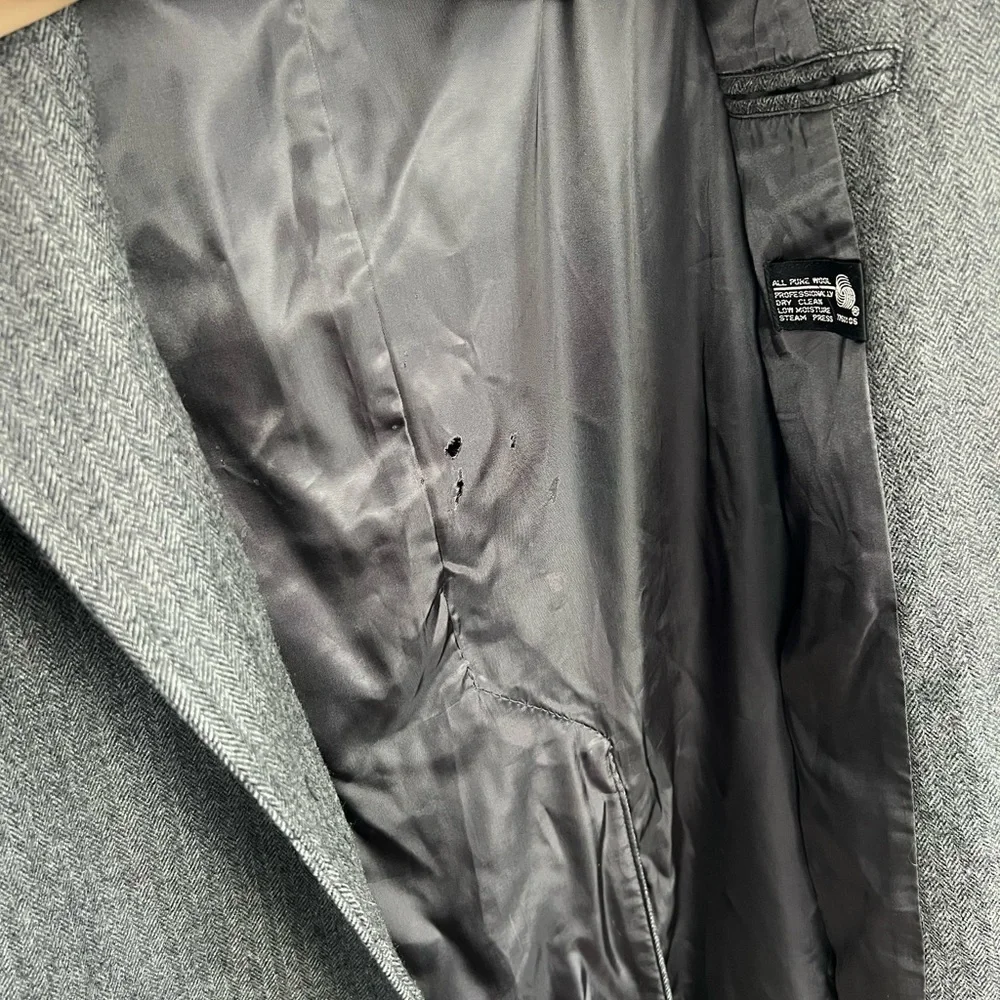 Vintage 100% Wool Trench‎ Coat Pea Coat Luxury Long Grey Event Special Occasion